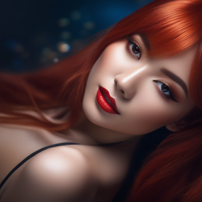 性感诱人红唇染发美女图片